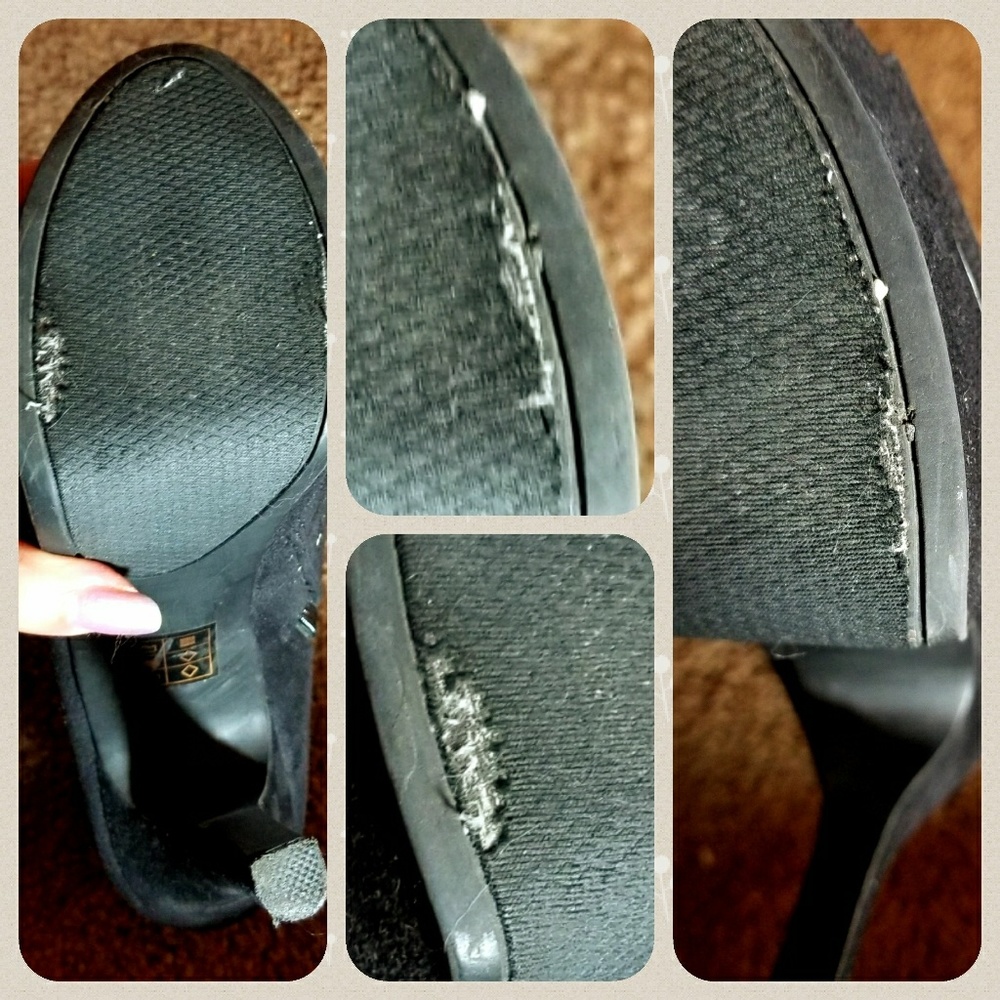 Bebe Suede Black and Gold High Heels - Picture 3 of 5